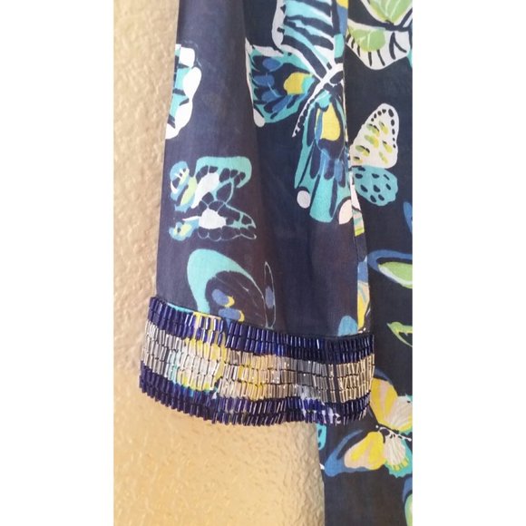 TORY BURCH jewel beaded Butterfly Tunic Kaftan Dress Size 2 MSRP $398 - Picture 5 of 9